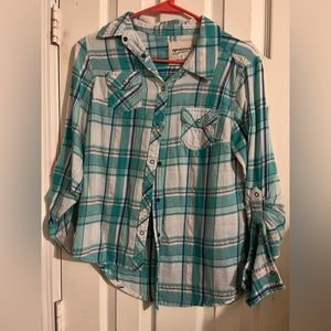 Arizona Jeans Women’s Plaid Button Down Top